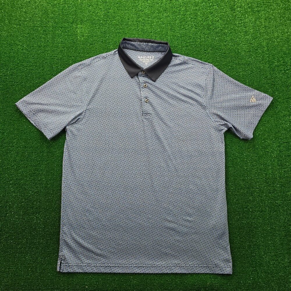 Maelreg Performance Polo Shirt Mens Medium Blue Geometric Short Sleeve Golf